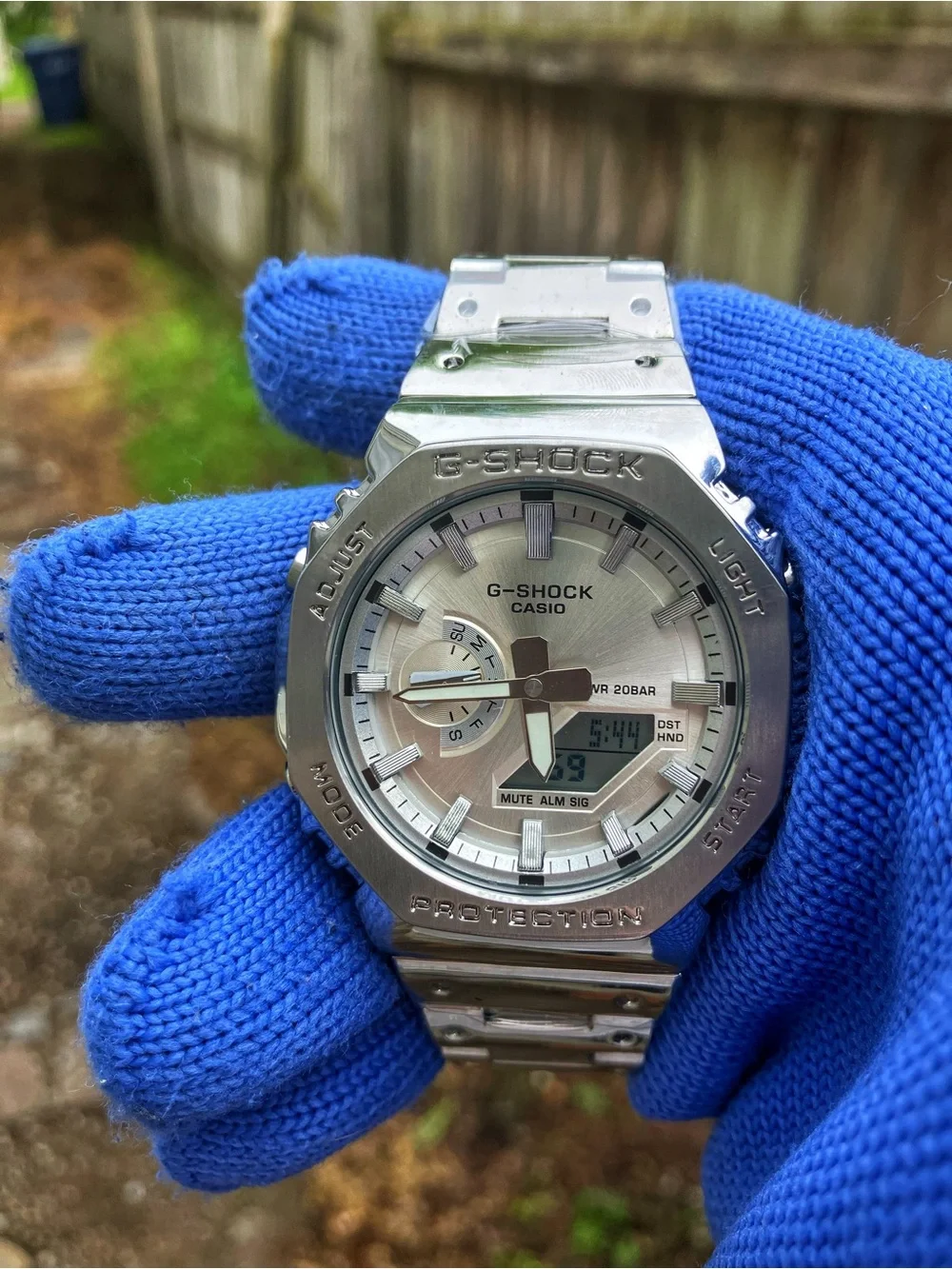 Custom G Shock Metal Silver on Silver Dial